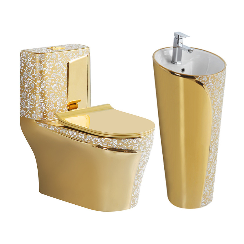 High end royal style modern water closet toilets bathroom inodoro wc ceramic gold toilet for sale