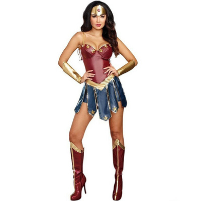 Wholesale Halloween Costume Women Sexy Ladies Halloween Wonder Woman Costume  Cosplay Hero League Gladiator Uniform