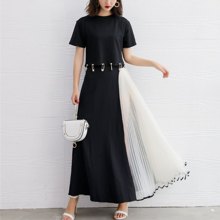 451's Pleated Skirt Organza Gauze Patchwork Cotton Wrap Skirt Women's Gauze Asymmetric Skirt Hot Sale Dress 2021