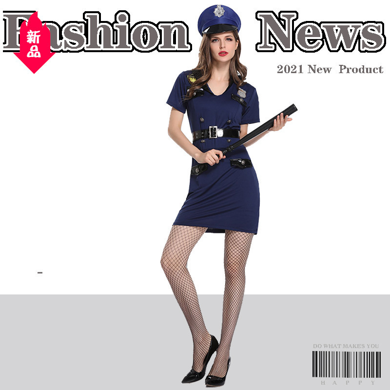 Police Woman Sexy Uniform New Blue Police Costume Halloween Carnival Party Cosplay Game Costume Sexy Halloween Costume