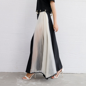 451's Pleated Skirt Organza Gauze Patchwork Cotton Wrap Skirt Women's Gauze Asymmetric Skirt Hot Sale Dress 2021