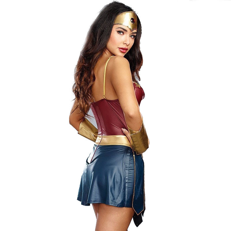 Wholesale Halloween Costume Women Sexy Ladies Halloween Wonder Woman Costume  Cosplay Hero League Gladiator Uniform