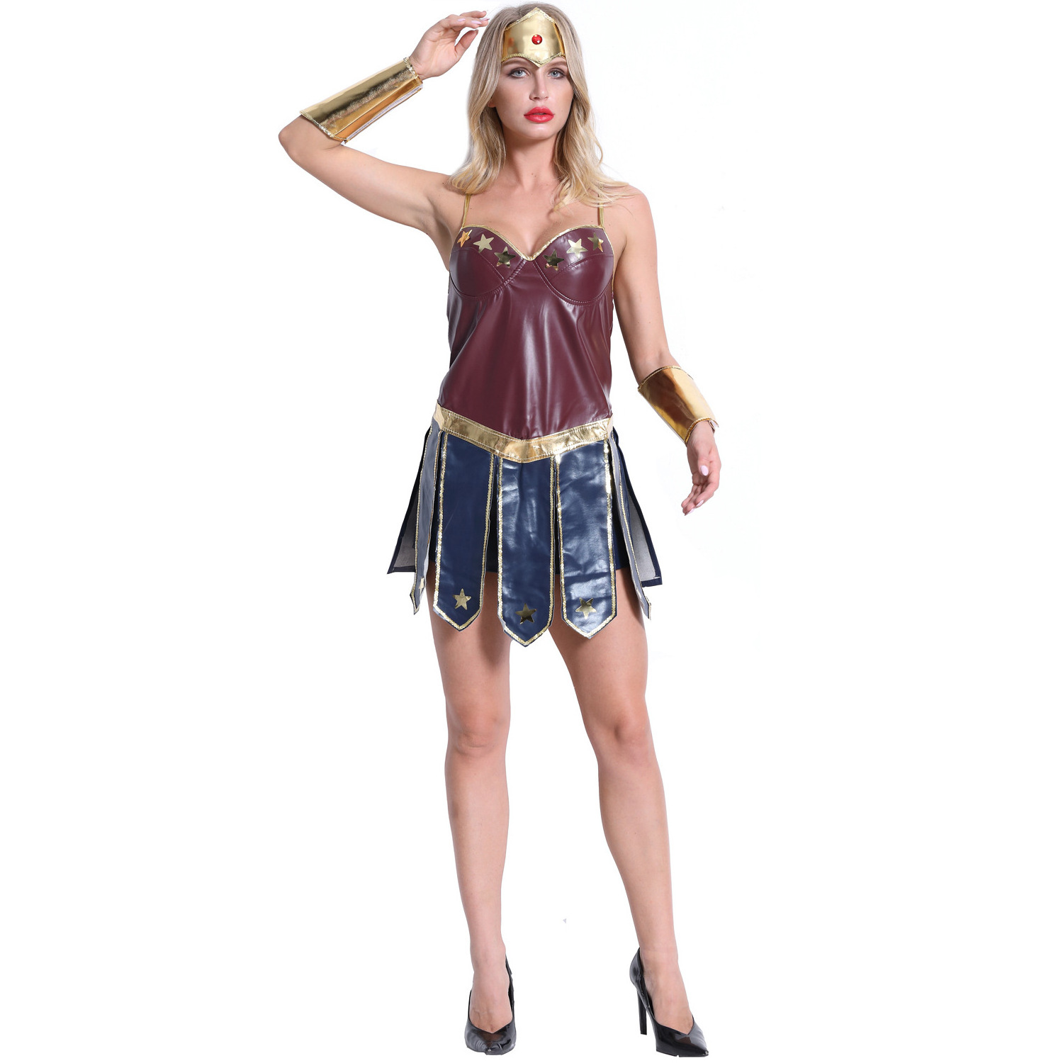 Wholesale Halloween Costume Women Sexy Ladies Halloween Wonder Woman Costume  Cosplay Hero League Gladiator Uniform