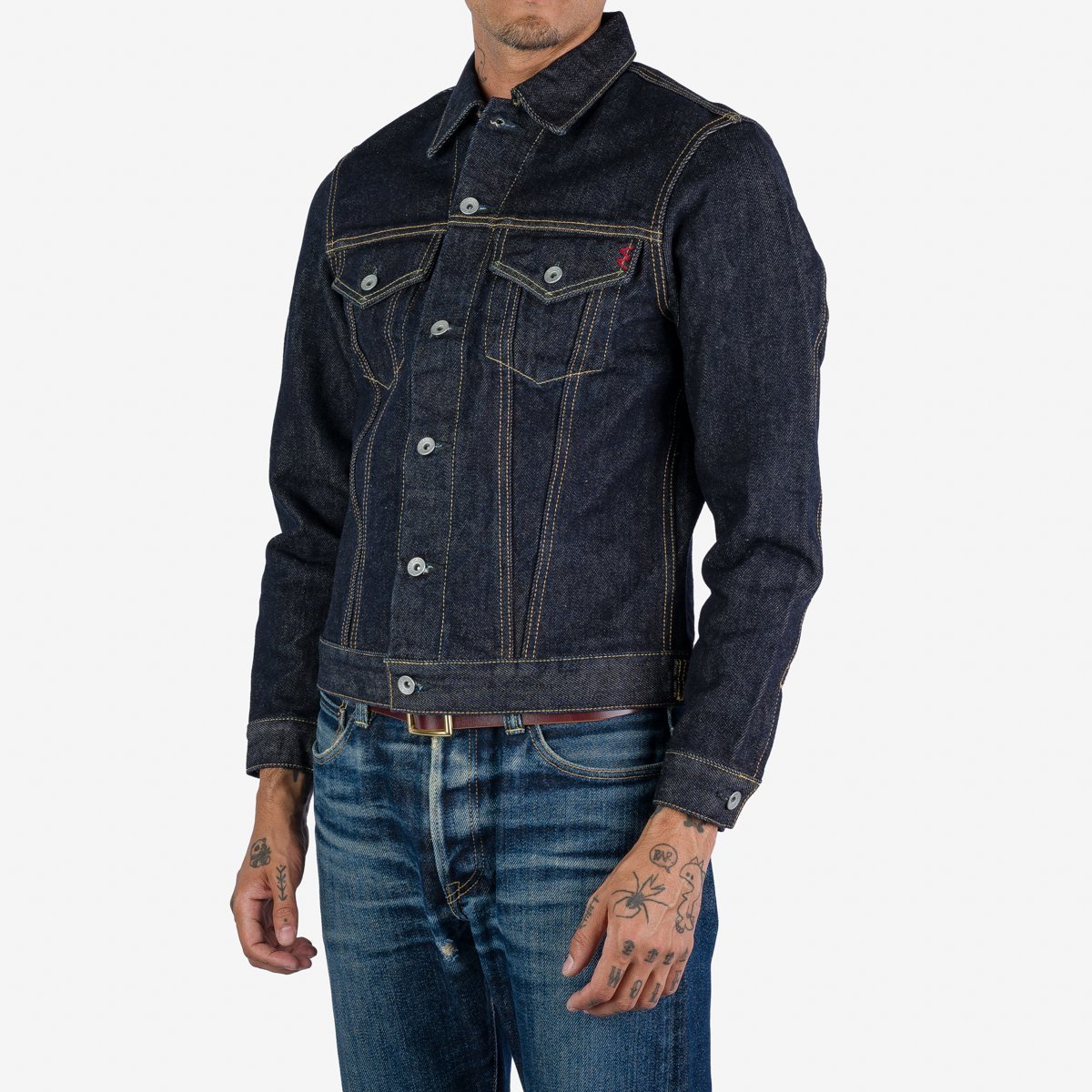 custom high quality 100% cotton mens japanese red tornado  Indigo raw selvedge denim jacket