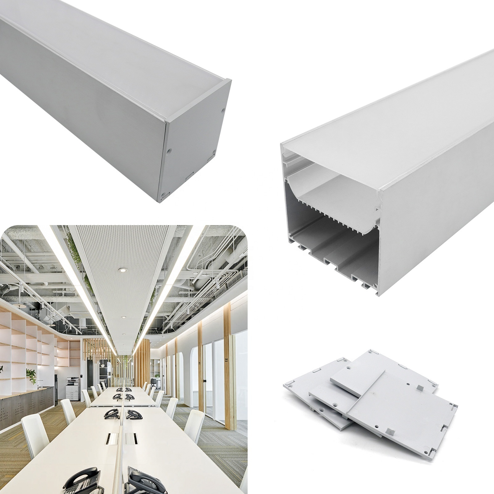 Factory D80  Led Strip Aluminum U Channel 80*75MM Led Office Alu Profiles Channel Light Cover