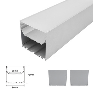 Factory D80  Led Strip Aluminum U Channel 80*75MM Led Office Alu Profiles Channel Light Cover