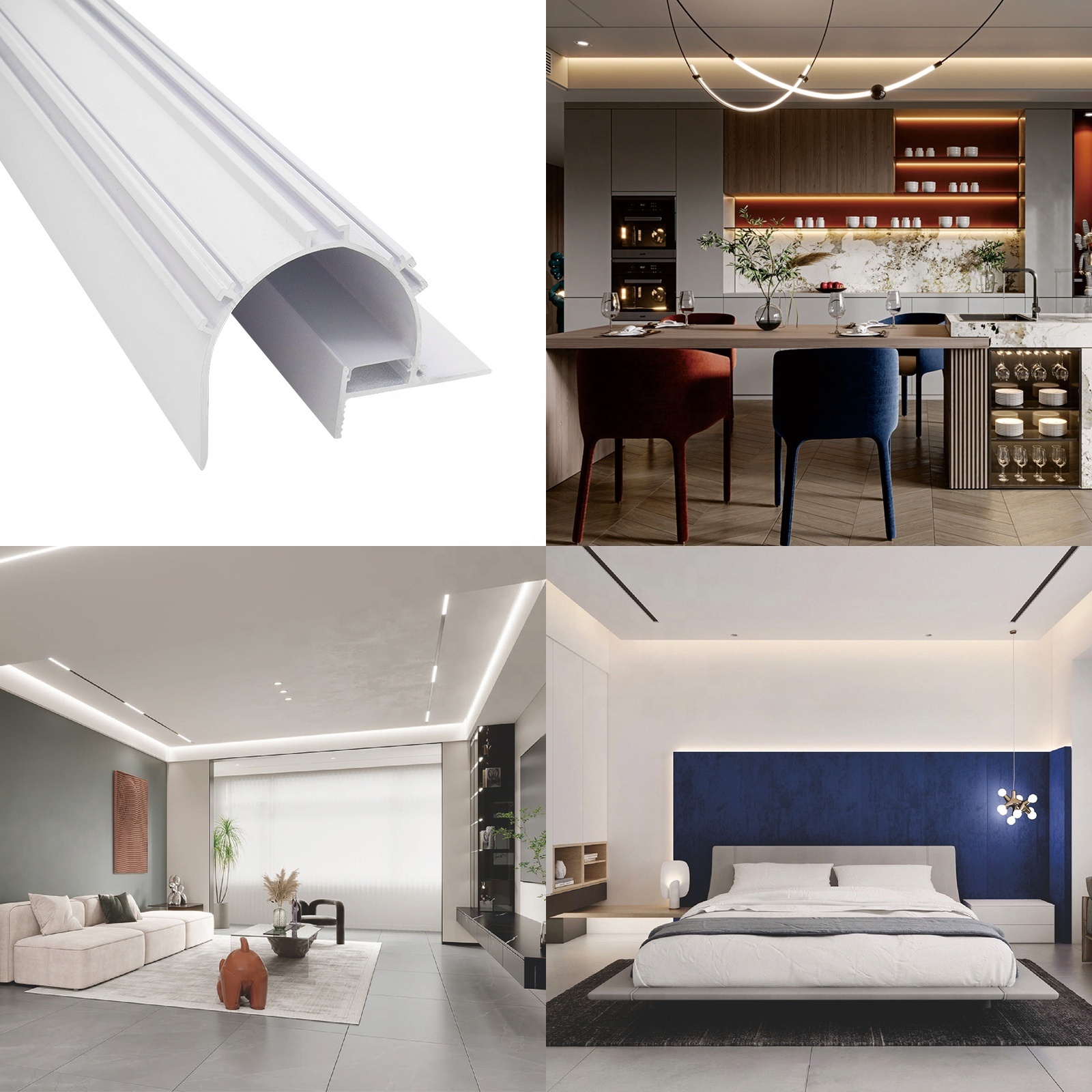 Factory 069 Ceiling Corner Lights Mounted 96*70mm U Channel Alloy Housing Angle Linear Light