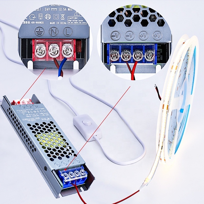 For Flexible Led Strip Light AC100-265V 60W 100W 200W 300W 400W DC 12V 24V Driver Power Supply