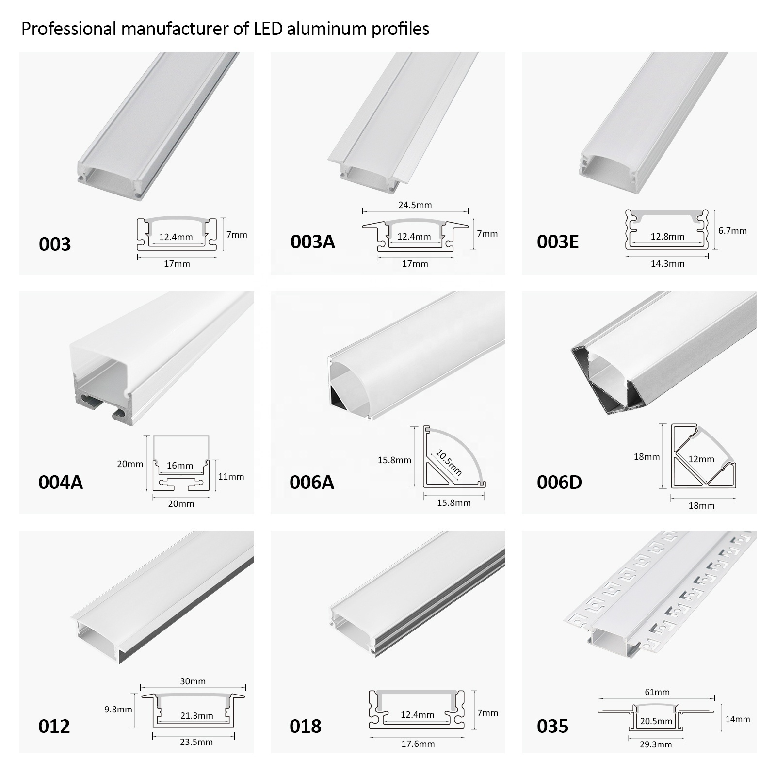 Aluminium Profile for LED Lighting Strip Recessed Aluminum Channel Diffuser Light LED Profile