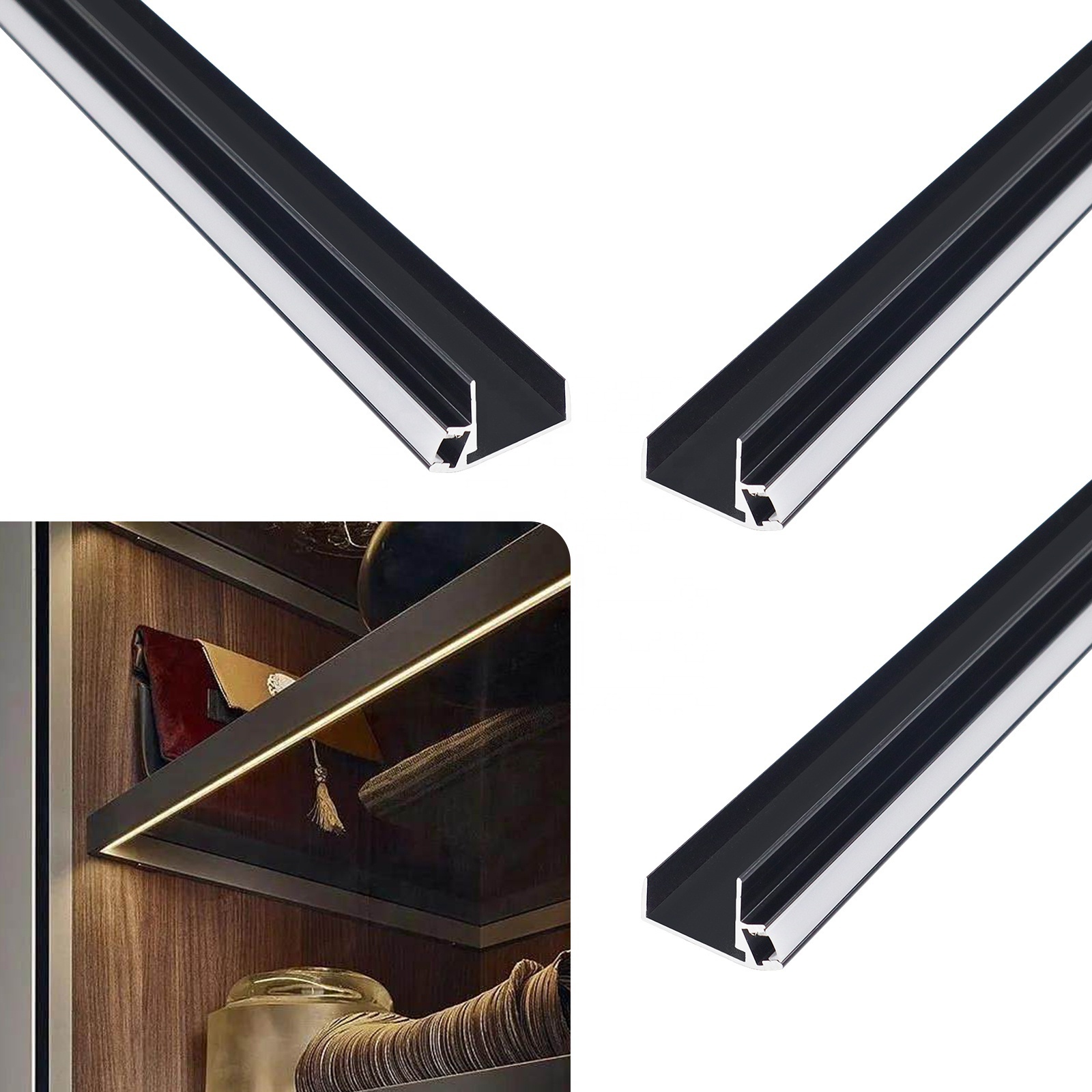 New Arrival 043 Aluminum Profile U Shape Cabinet 18mm Baseboard Surface Mounted Channel For Led Light