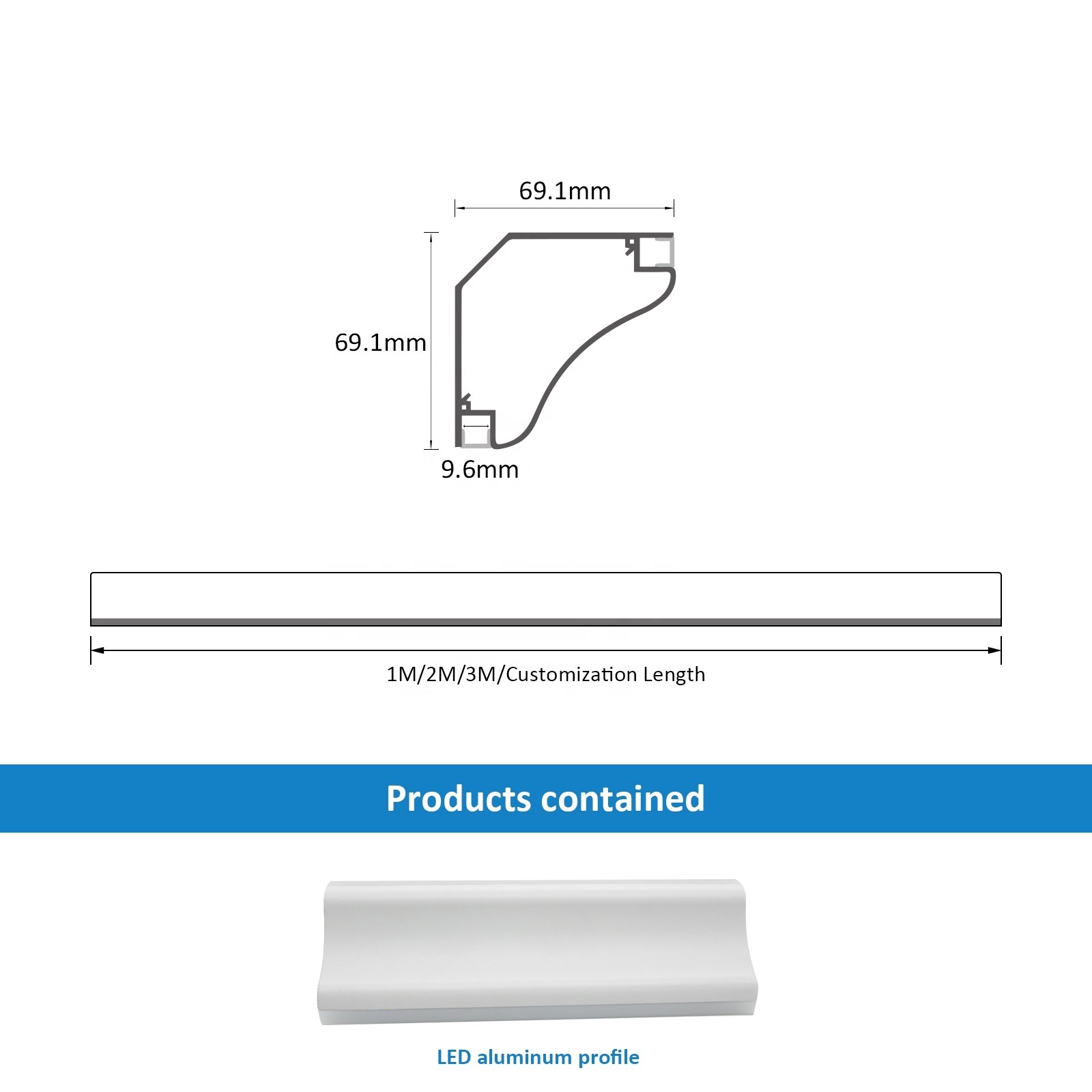 Hot Sale 116 Aluminum Profile Angle Led Strip Ceiling 69*69mm Top Corner Light Led Strip Ceiling Light