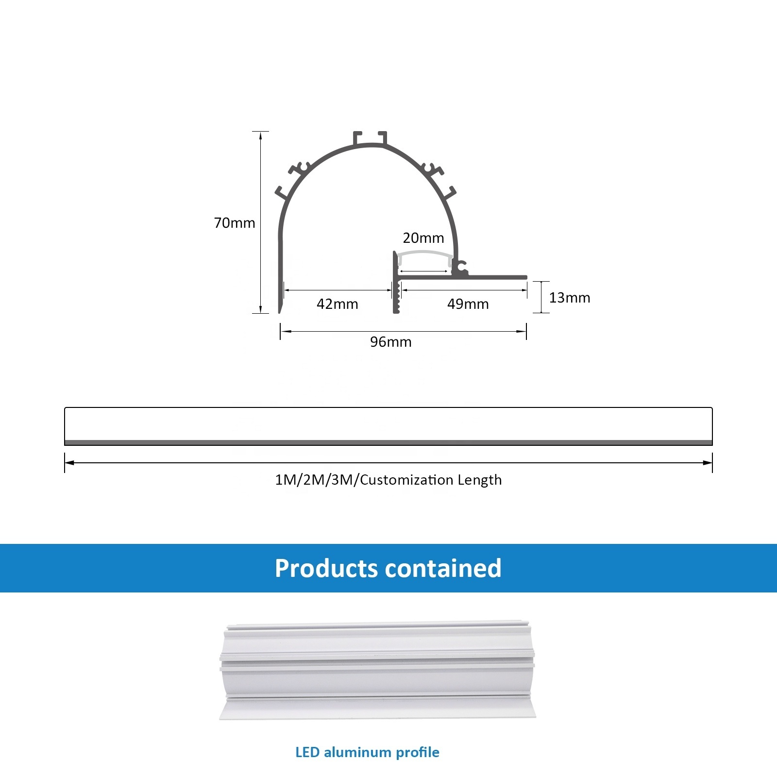 Factory 069 Ceiling Corner Lights Mounted 96*70mm U Channel Alloy Housing Angle Linear Light