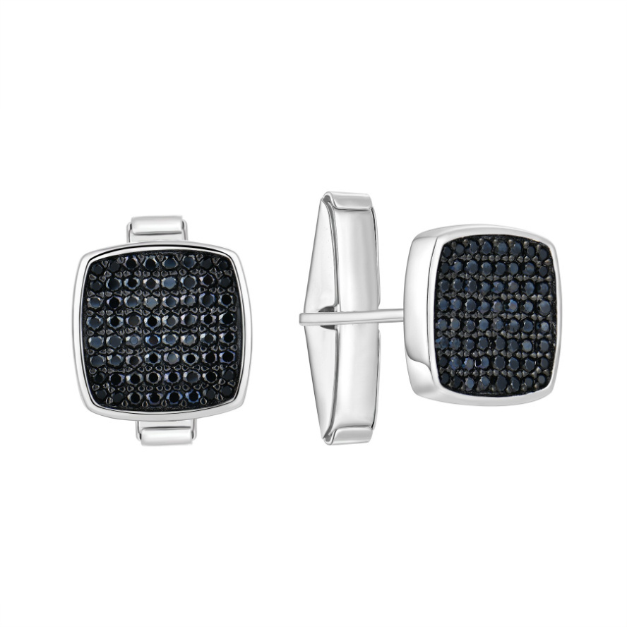 Black Spinel Homme Cufflinks High Quality Fine Jewelry Sterling Silver S925 Cufflinks