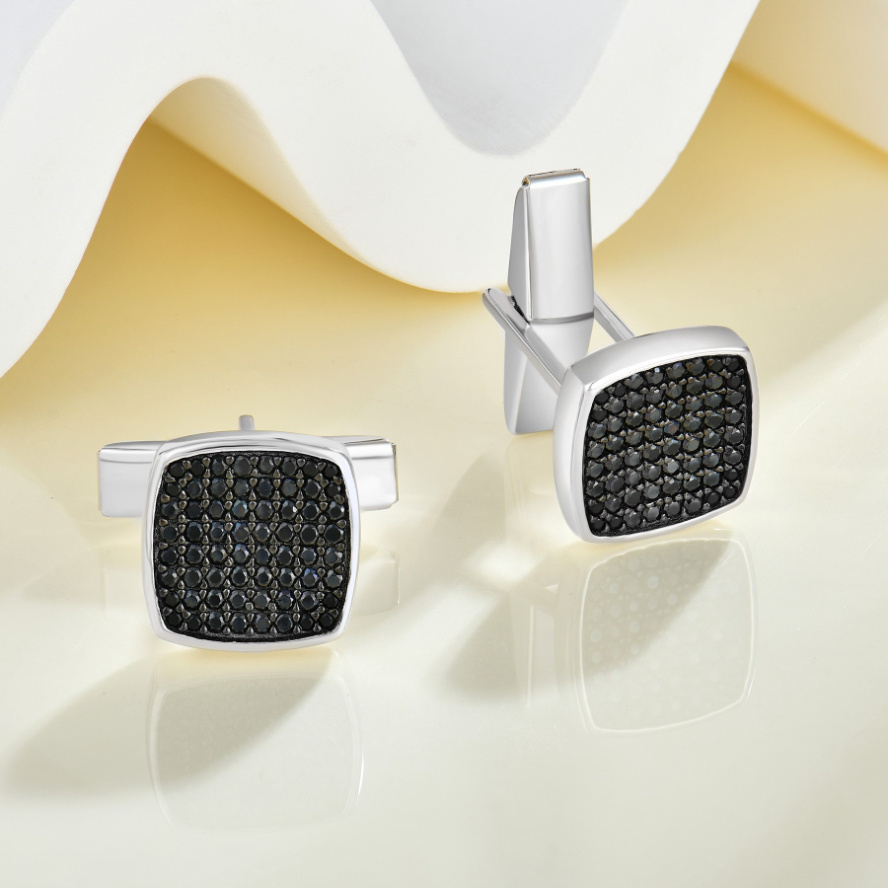 Black Spinel Homme Cufflinks High Quality Fine Jewelry Sterling Silver S925 Cufflinks