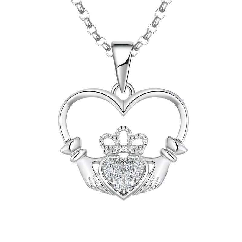 Wholesale Custom Cheap Classic Trendy CZ Diamond Charms Gifts 925 Sterling Silver Rhodium Plated Women Iced King Crown Pendants