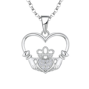 Wholesale Custom Cheap Classic Trendy CZ Diamond Charms Gifts 925 Sterling Silver Rhodium Plated Women Iced King Crown Pendants