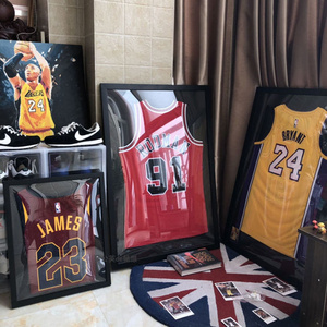 Customizable Home Decoration Sports Jersey Display Photo Frame Solid Wood Glass MDF Wall Mounted Art Shadow Football Basketball