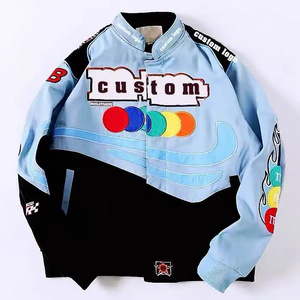 Wholesale OEM cotton plus size bomber custom embroidery patch motorcycle riding vintage racing jacket men