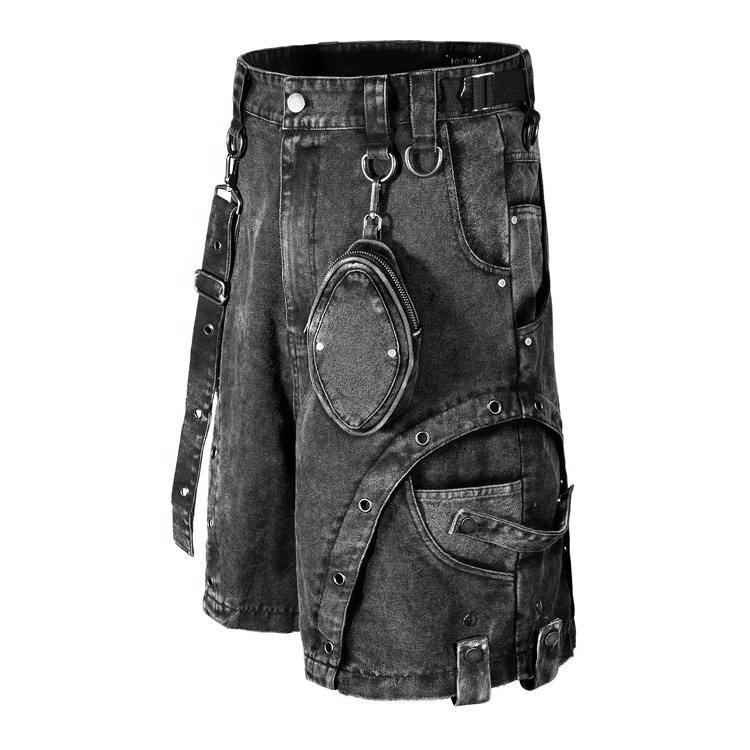 Custom High Quality heavy thick 480gsm denim shorts custom pockets cargo street wear distressed acid washed cargo denim shorts