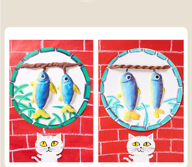 Craft Paper Set DIY Cat eat fish Kit School Kindergarten Artist Art Kit