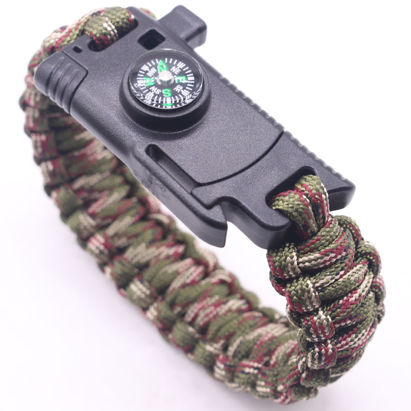 Parachute Bracelet Outdoor Lighter Knife Compass flintstone Hand Rope Camping Survival Adventure Emergency Paracord Bracelet