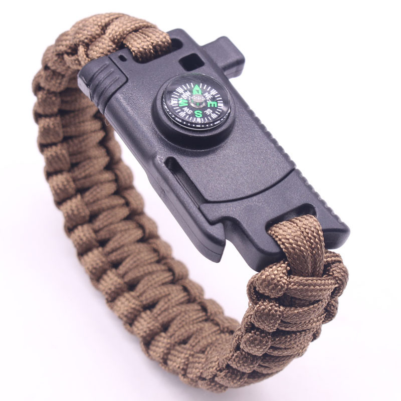 Parachute Bracelet Outdoor Lighter Knife Compass flintstone Hand Rope Camping Survival Adventure Emergency Paracord Bracelet