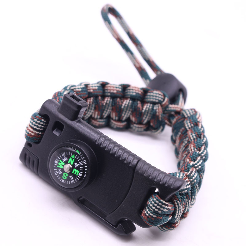 Parachute Bracelet Outdoor Lighter Knife Compass flintstone Hand Rope Camping Survival Adventure Emergency Paracord Bracelet