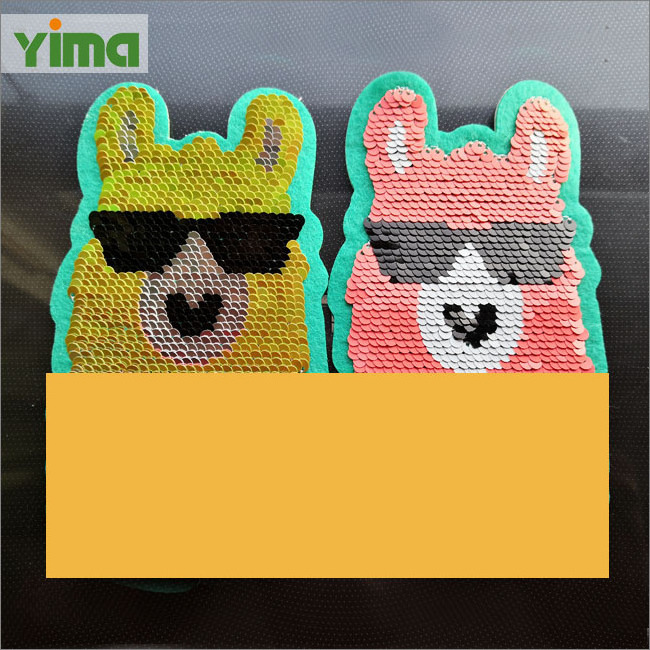 Custom design wholesale latest fashion cartoon embroidery flip reversible sequin patch for kinds clothing