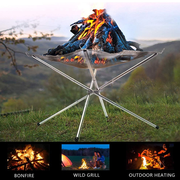 Foldable Fire Pit Outdoor Camping Grills Steel Foldable Fire Pit With Cooking Grill