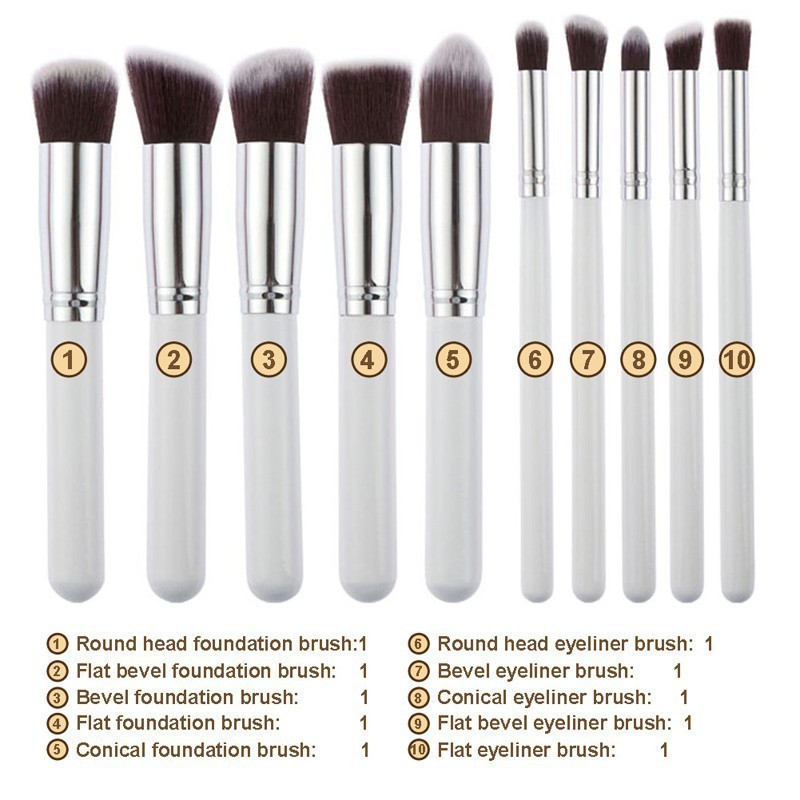 6 Colors Makeup Brushes Set 10pcs Cosmetic Brushes Makeup Instruments Tools Eyeshadow Foundation Concealer Brush Female Makeup