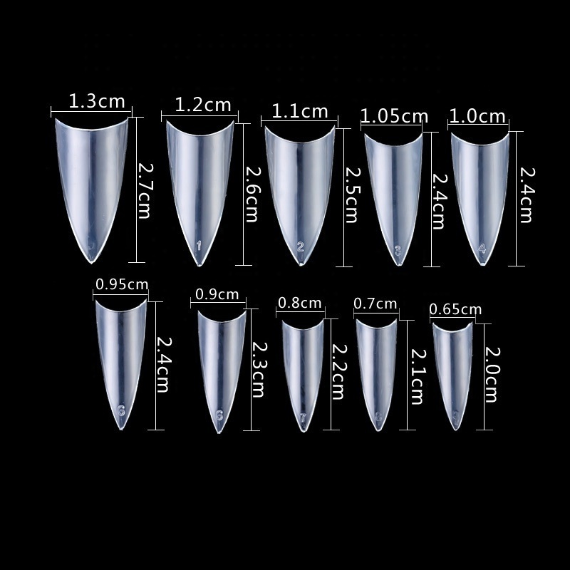 Yimart 500pcs Acrylic Sharp Stiletto Pointed False Nail Tips Long Stiletto Nail Tips Press On Nails