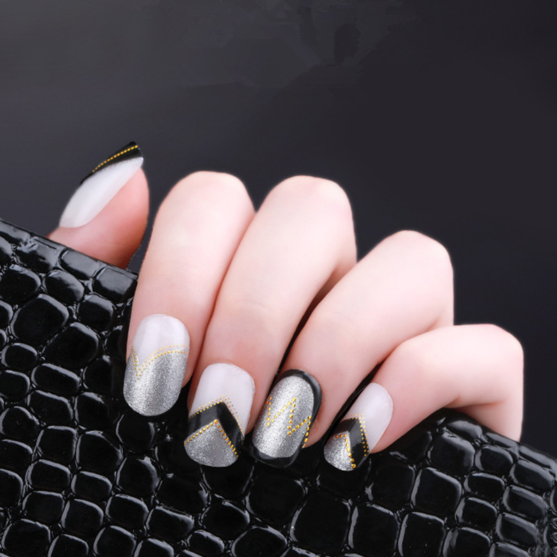 1 Sheet Ultrathin Metallic Hollow 3D Nail Stickers Set Gold Geometrical Line Decals Manicure Nail Art Decorations