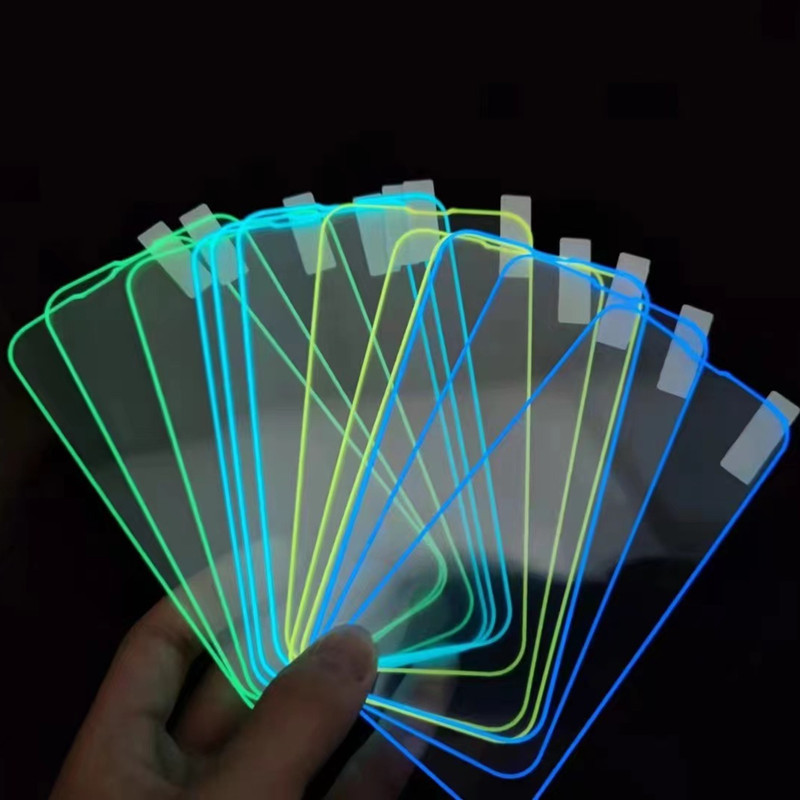 OEM For iphone samsung huawei sony glow in the dark luminous neon tempered glass screen protectors