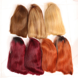 Yiwigs 99J Burgundy Piano Ginger Orange Color Lace Front Wigs 250% Straight Short Bob 13x4 Lace Frontal Human Hair Wigs