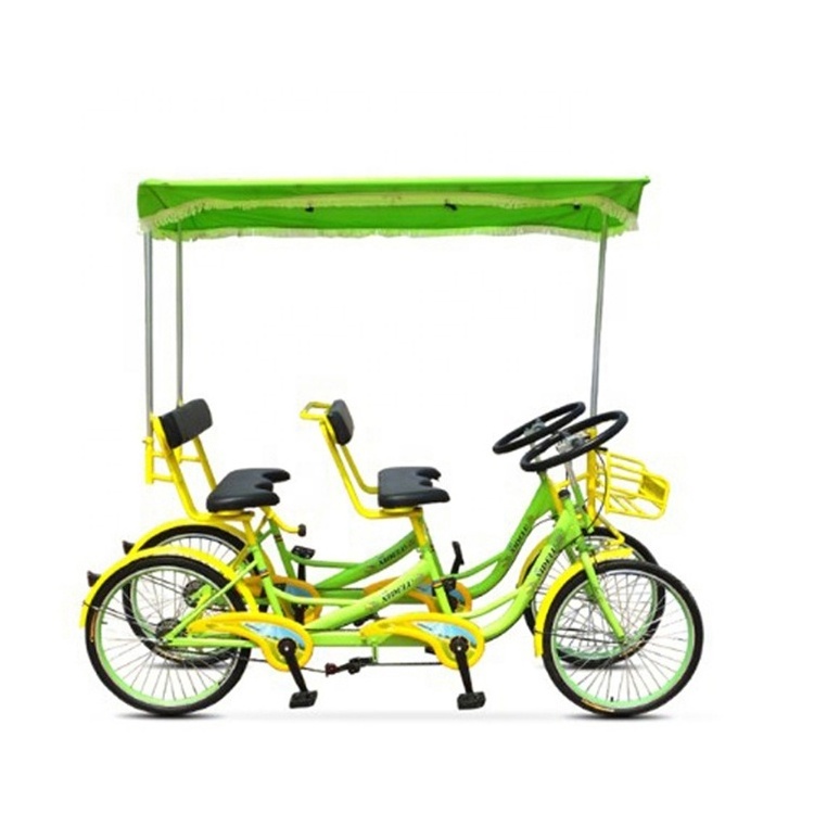 4 person surrey bikes on road/entertainment tandem bikes/ family sightseeing bike double seat bike tandem bike