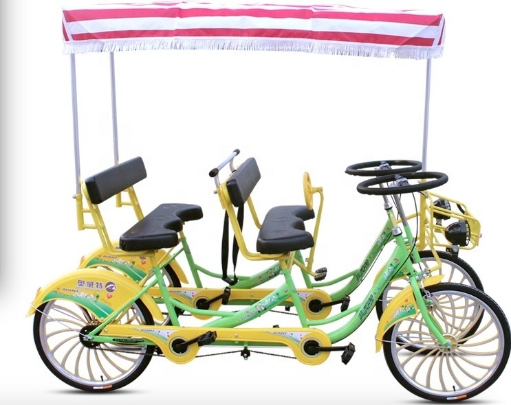 4 person surrey bikes on road/entertainment tandem bikes/ family sightseeing bike double seat bike tandem bike