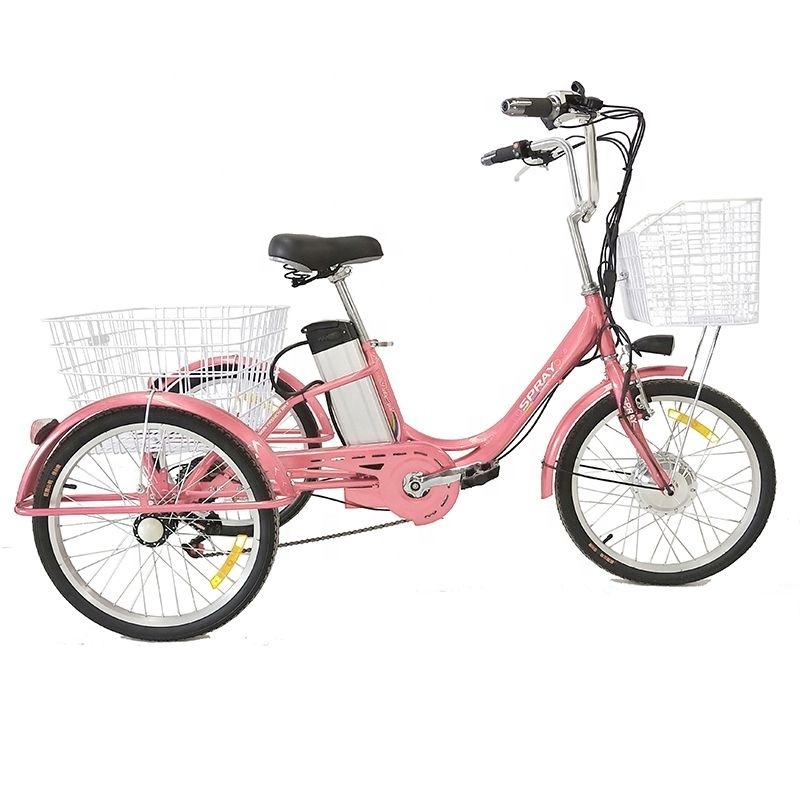 New model 20 24 26 adult tricycle pink color/best price used adult tricycle sale/steel frame 6 speed adult electric tricycle