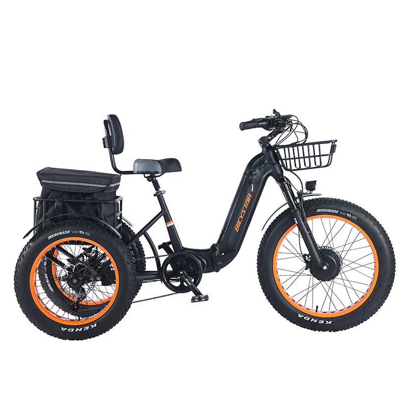 2024 2 Passengers Recumbent Bicycle Mid Drive Tilting Electric Adult Trike Scooter Foldable Fat Tires 3 Wheel Trike Tiit