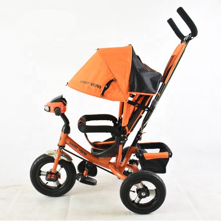 4 in 1 push baby stroller tricycle for kid / stroller baby pram tricycle with back seat / rubber wheel children tricycle