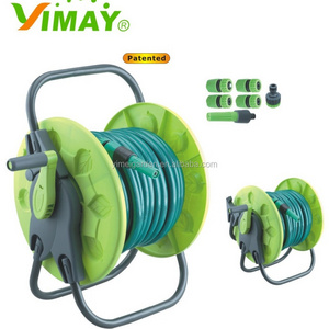 Garden hose reel with 15m hose set