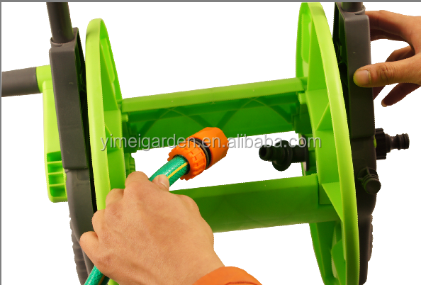 Garden hose reel with 15m hose set