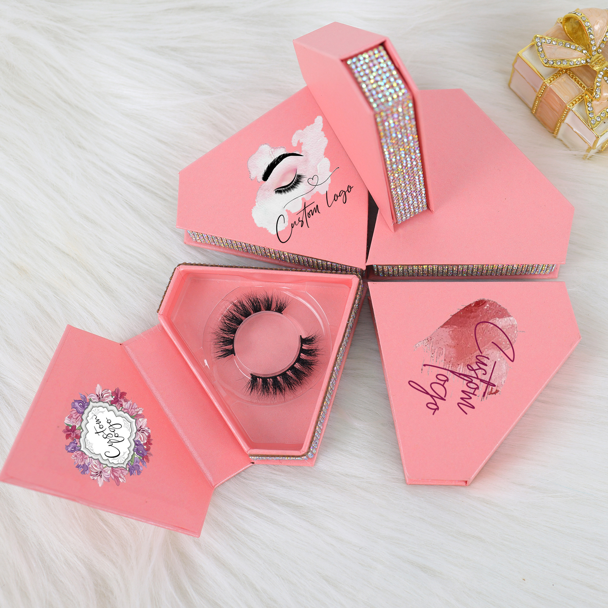 New Design Gift Lashes Box Glitter false eyelash packaging box Diamond Eyelash Packaging box