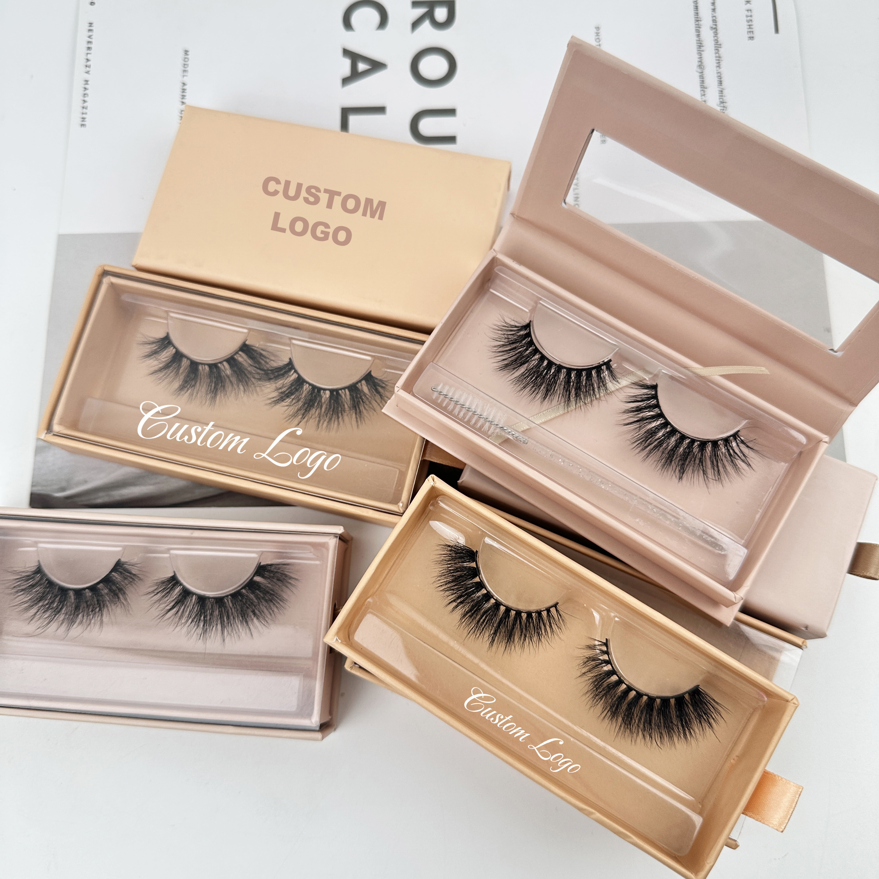 Mink Eyelashes Fluffy Natural 100% hand-made18mm 3D mink lashes wholesale with eyelash packaging box