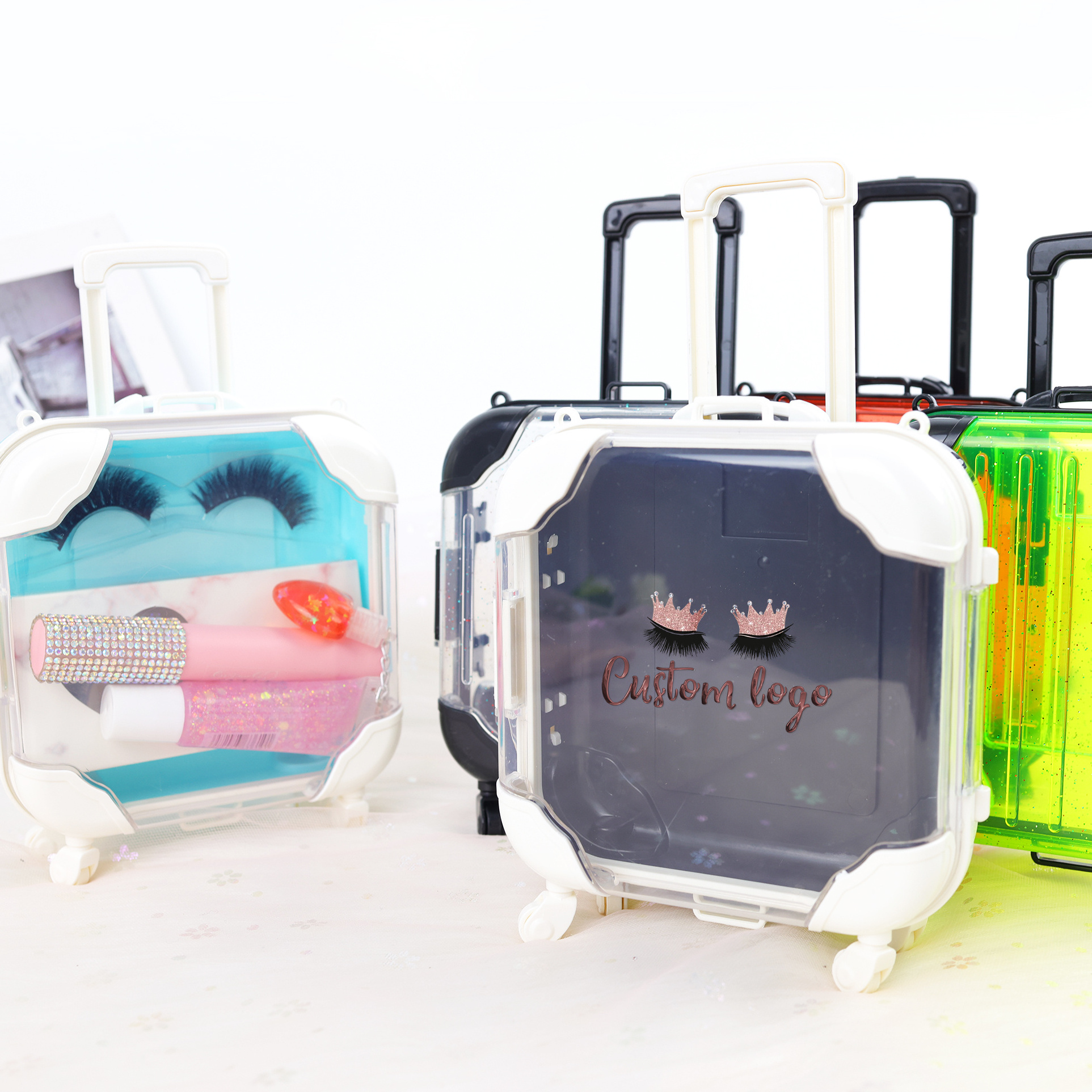 Girl's gift mini luggage packaging private label mini suitcase transparent plastic female suitcase