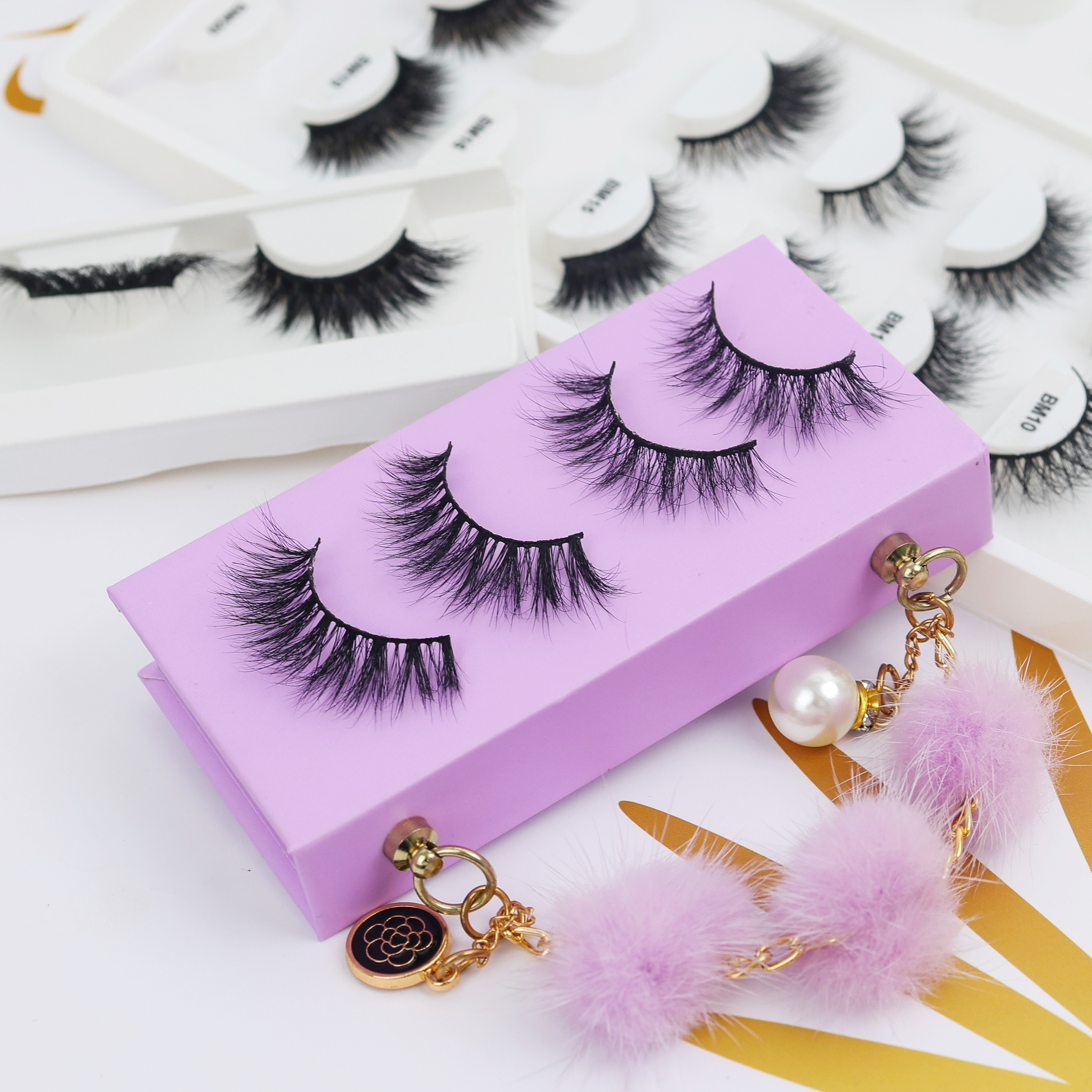 wholesale Fluffy 100% Real Mink Lashes Private label Custom 12-15mm Eyelashes Mink Lashes3d Mink