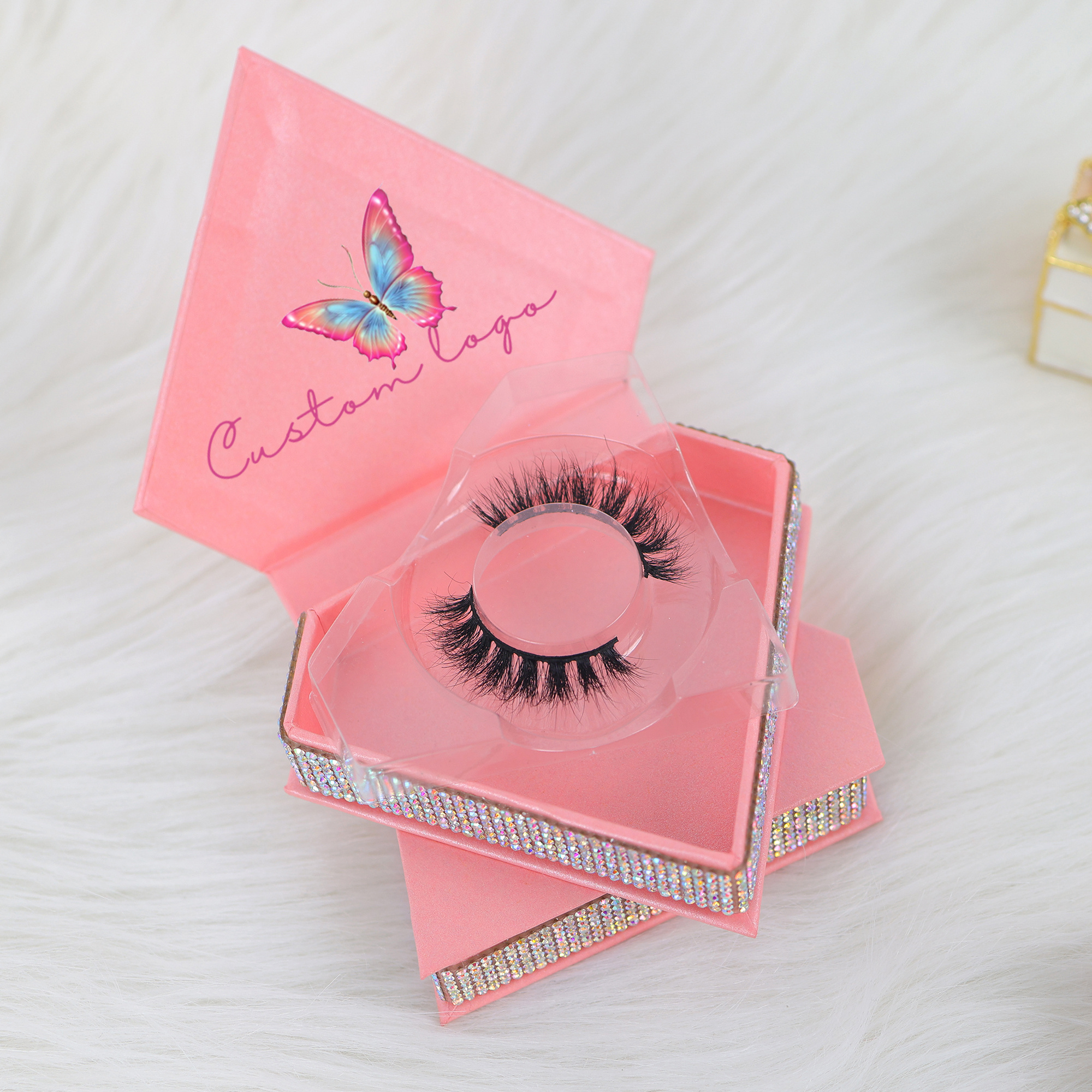 New Design Gift Lashes Box Glitter false eyelash packaging box Diamond Eyelash Packaging box