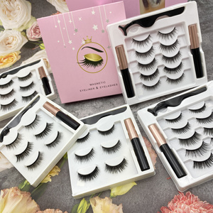 3D silk Magnetic Eye Lashes Private Label False Eyelashes Magnetic False Magnet False Lashes Set Eyeliner Magnetic Eyelashes