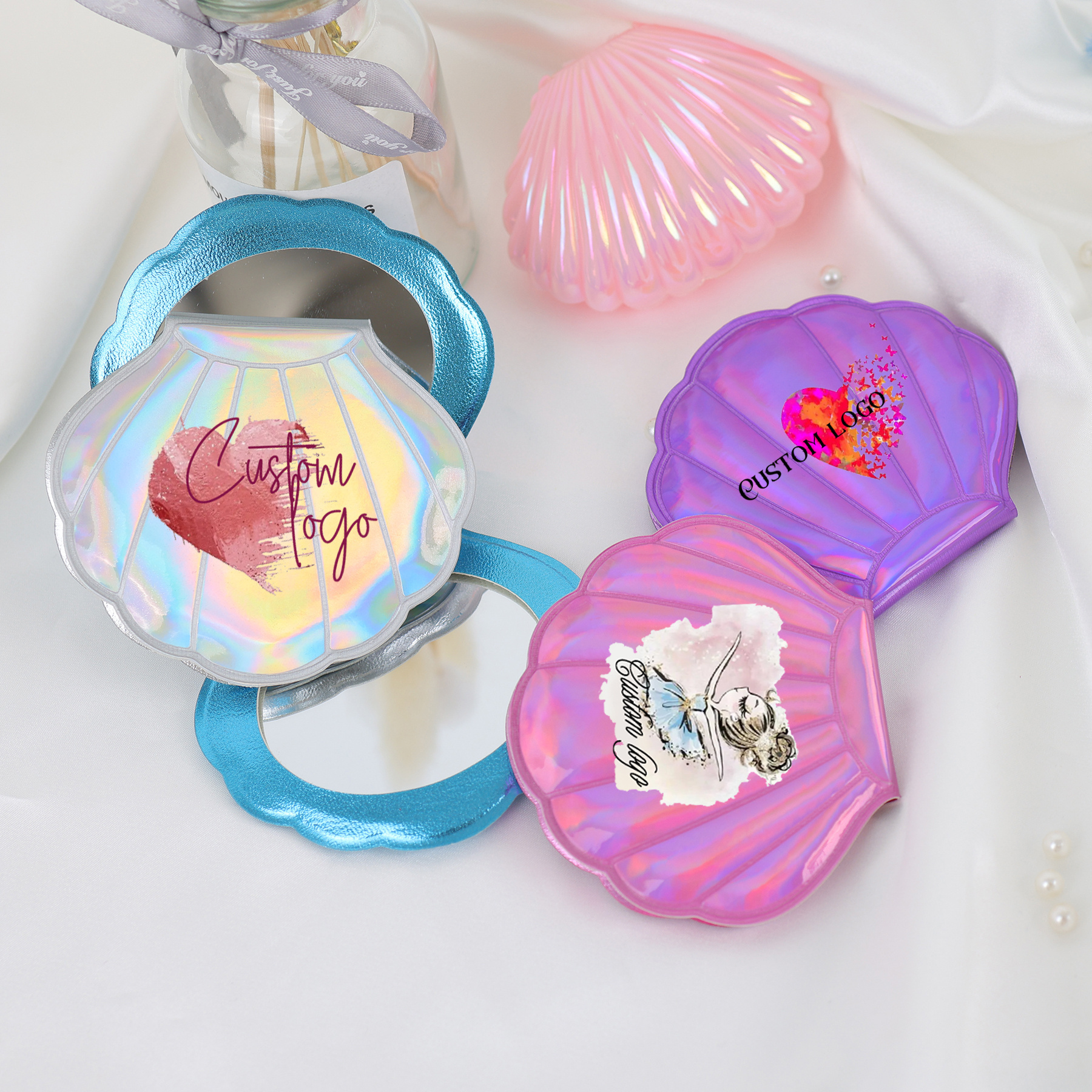 Pocket Shell-shaped mirror portable Folding cosmetic Mirror Personalized double sides Makeup Mirrors