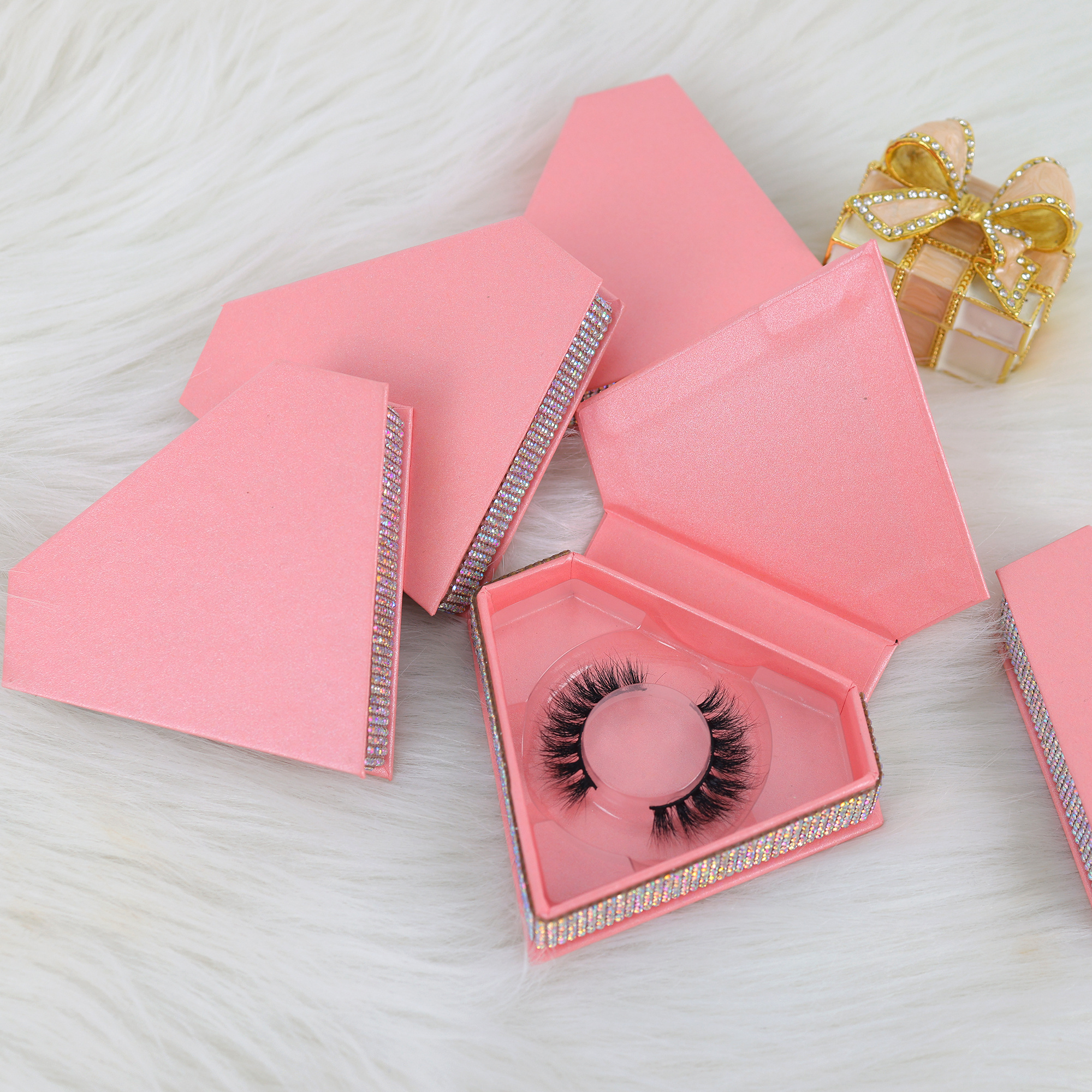 New Design Gift Lashes Box Glitter false eyelash packaging box Diamond Eyelash Packaging box