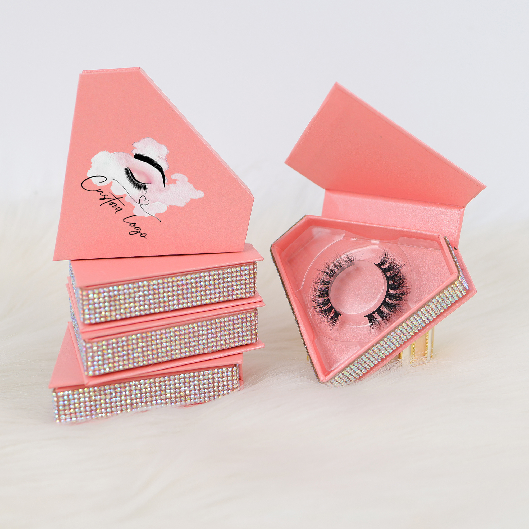 New Design Gift Lashes Box Glitter false eyelash packaging box Diamond Eyelash Packaging box